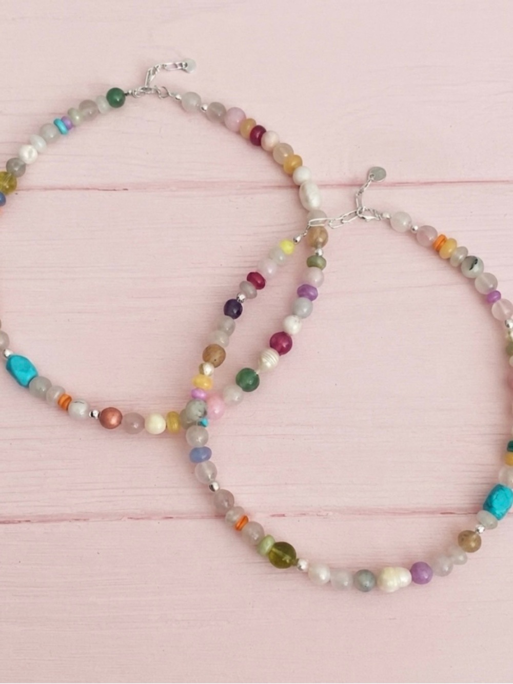 Multicolor Beaded Women’s Necklace - Colorful Gemstone Strand
